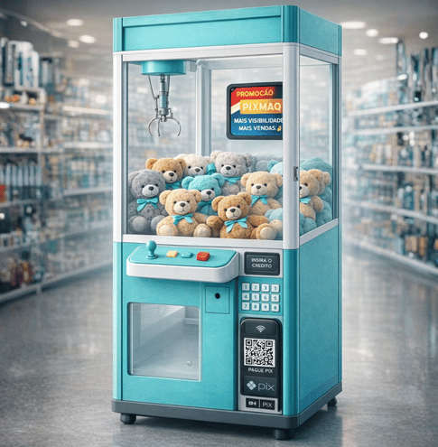 Vending Machine no ponto com Display Ads Pixmaq para Vending Machines